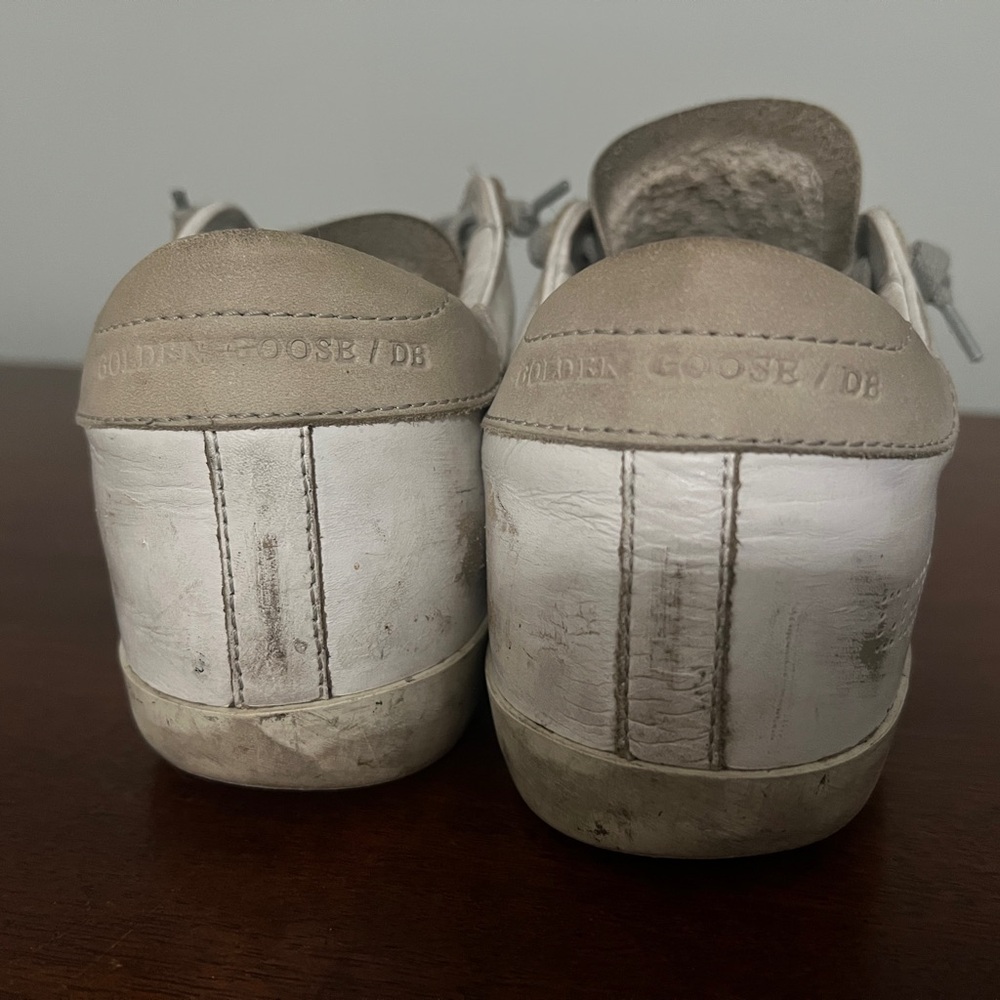 Leather Low-Top Sneakers in White and Gray - Women's - Picture 2 of 11
